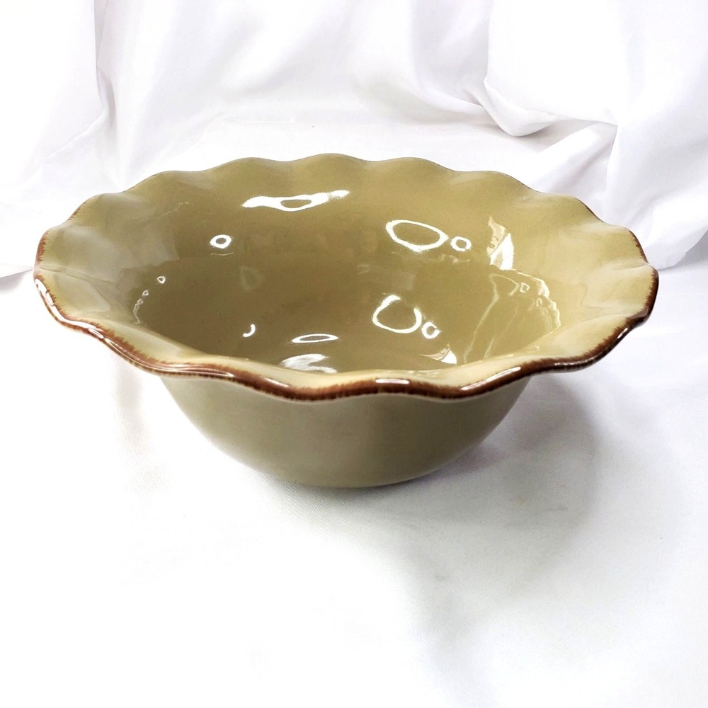 Village Collection Olive green by Park Designs Scalloped Serving Bowl 10"